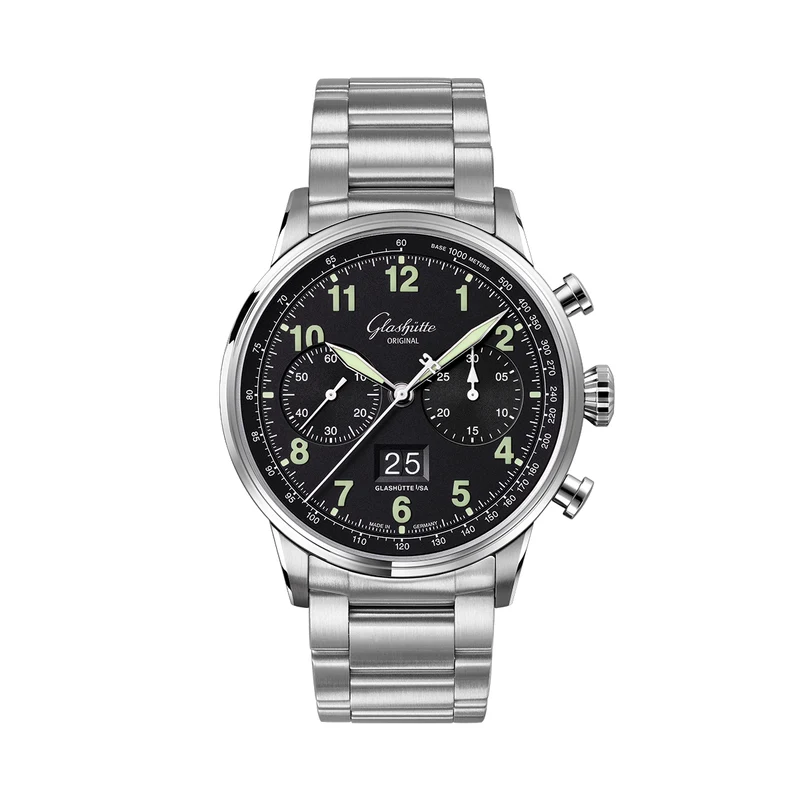 Senator Chronograph Navigator 41mm - Black Lacquer on Bracelet