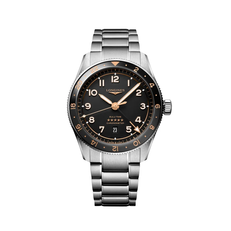 Spirit Zulu Time 42mm - Black, Rose Gold Accents on Bracelet