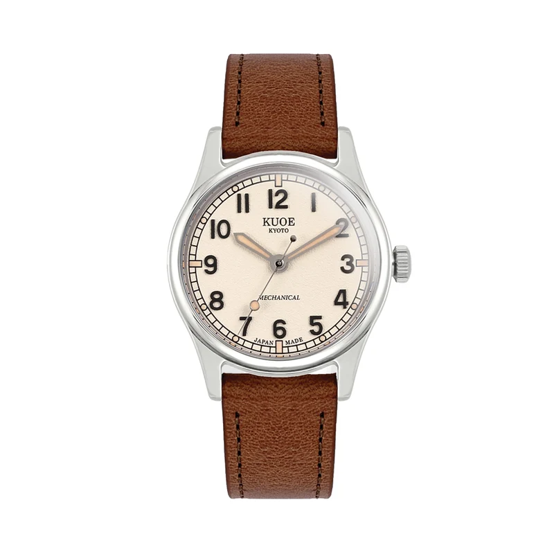 OLD SMITH 35mm - Ivory on Brown Leather Strap