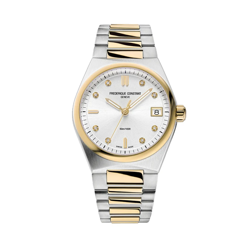 Highlife Ladies Quartz Two-Tone 31mm - Silver, Diamond-Set on Bracelet w/ Additional Rubber Strap