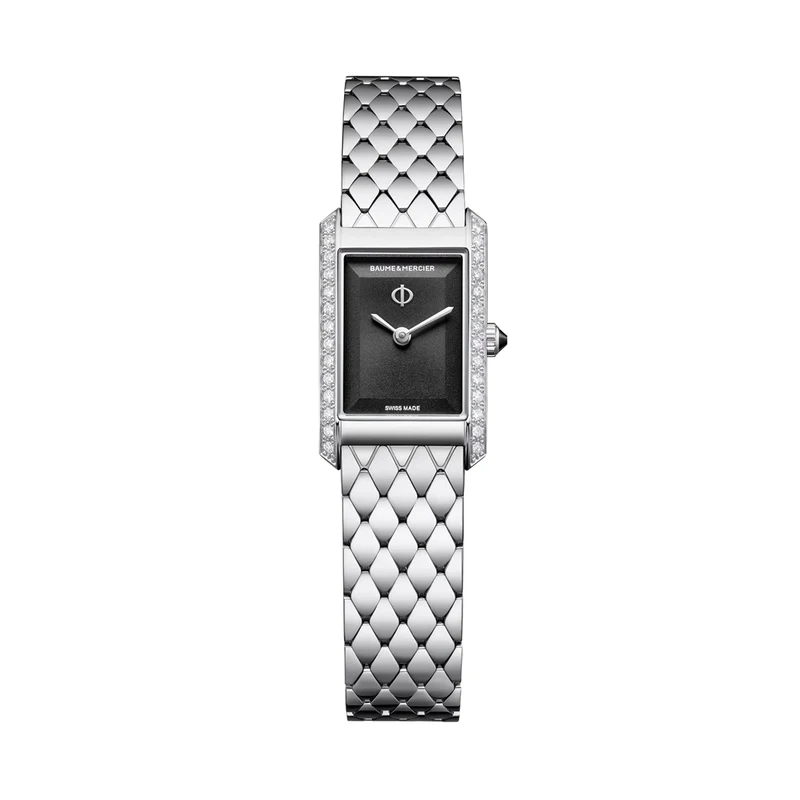 Hampton 10862 Quartz 28mm - Black, Diamond-Set on Bracelet