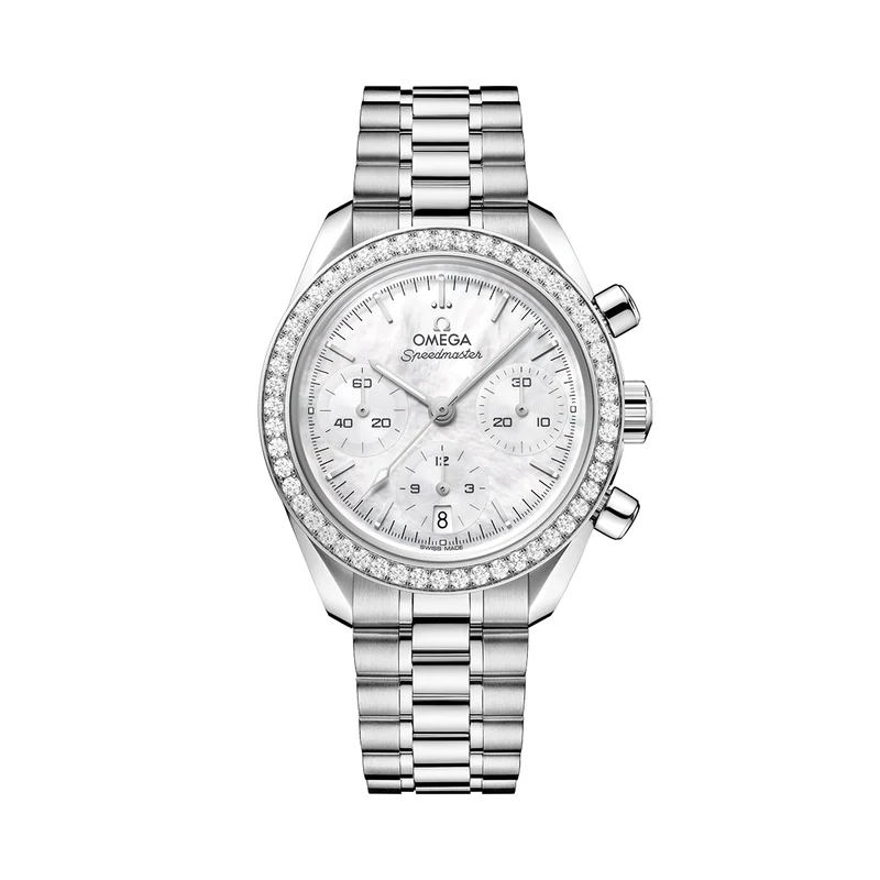 Speedmaster Chronograph 38mm - White, Mother-of-Pearl, Diamond-Set Bezel on Bracelet