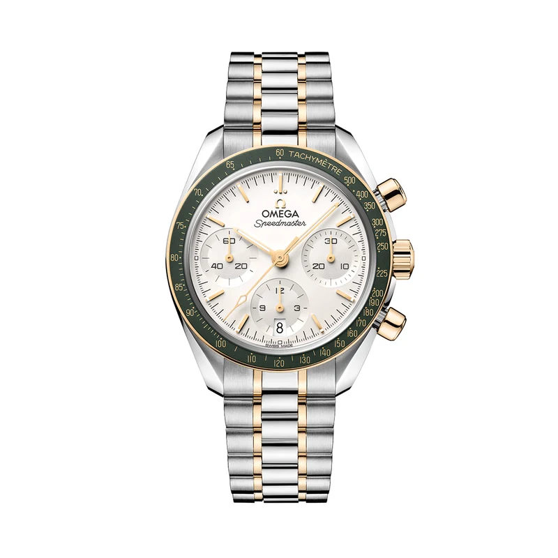 Speedmaster Chronograph Two-Tone 18K Moonshine™ Gold and Steel 38mm - Opaline Silvery on Bracelet
