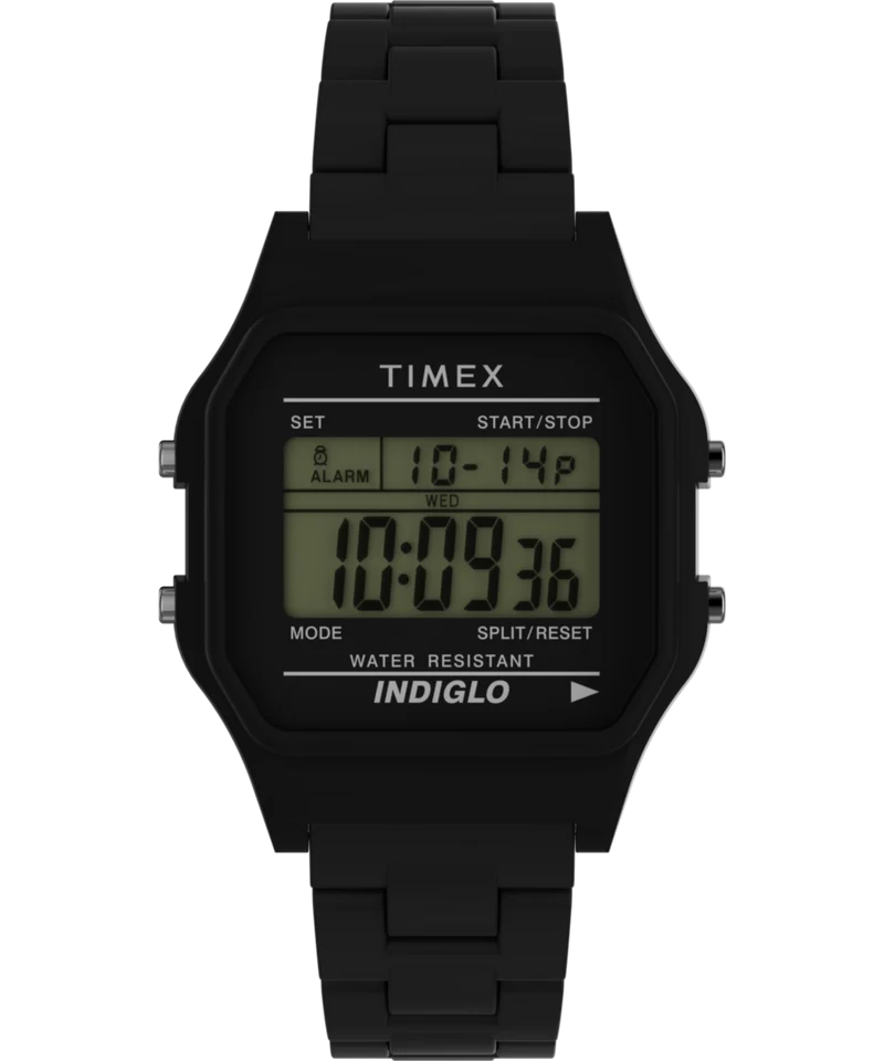 Timex 80 36mm Glossy Black Resin Bracelet Watch