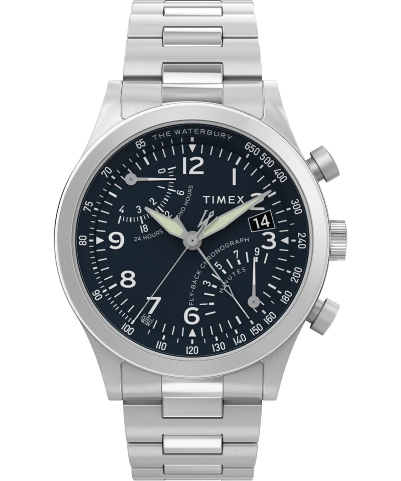 Waterbury Traditional Fly Back Chronograph 43mm Stainless Steel Bracelet Watch