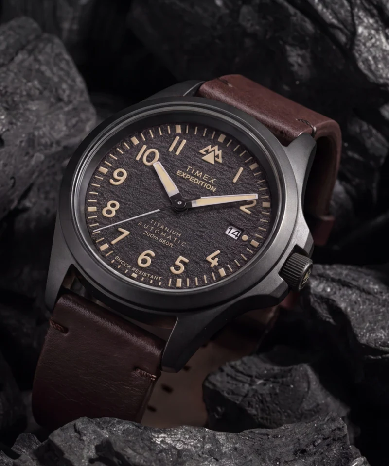 Expedition® Field Post Titanium Automatic 41mm Leather Strap Watch