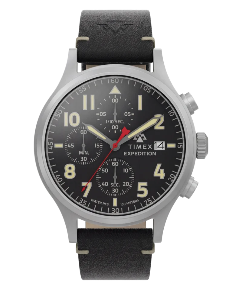 Expedition® Sierra Chronograph 43mm Leather Strap Watch