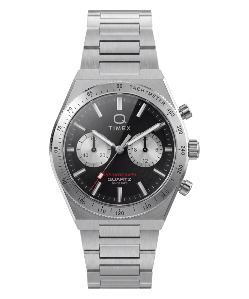 Q Timex Continental Chronograph 36mm Stainless Steel Bracelet Watch