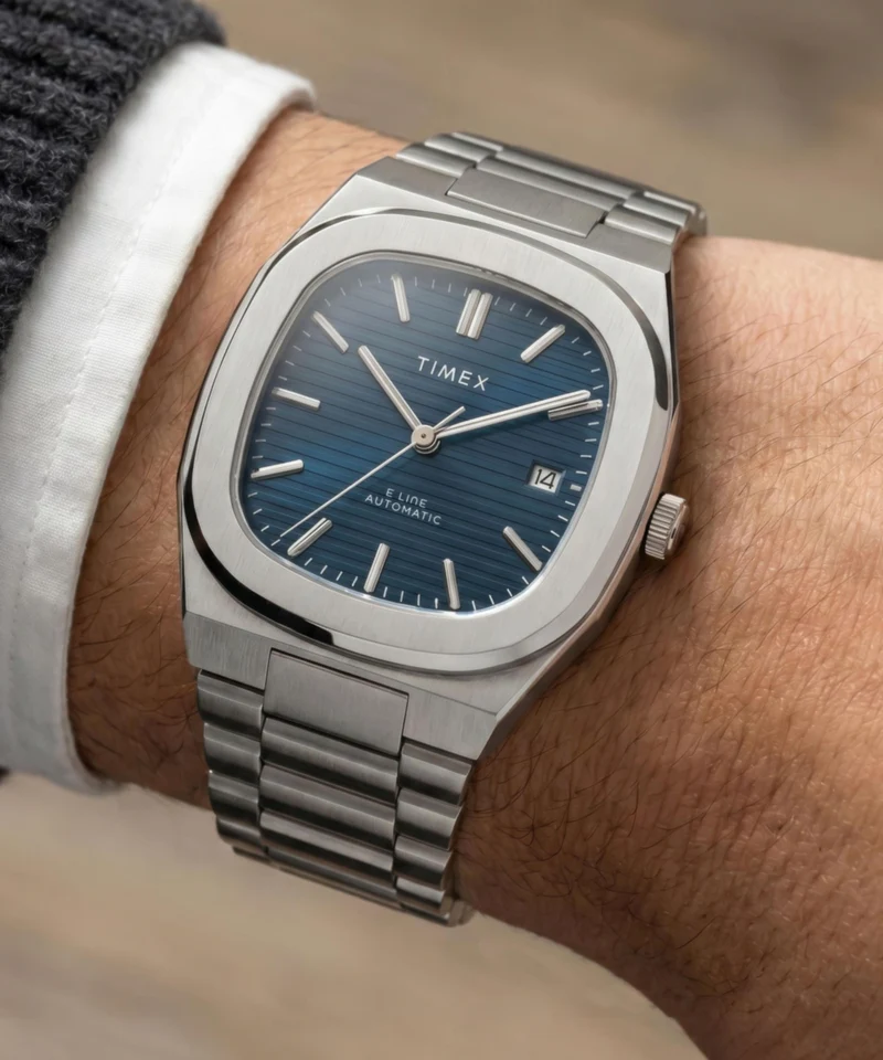 Timex® Automatic E Line 38mm Stainless Steel Bracelet Watch