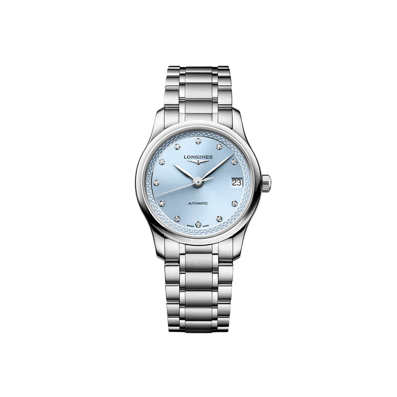 Master Collection 34mm - Frosted Blue, Diamond-Set on Bracelet