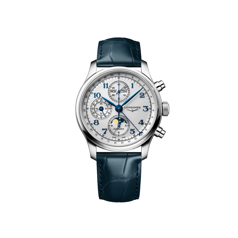 Master Collection Chrono Moonphase 41mm - Silver on Leather Strap