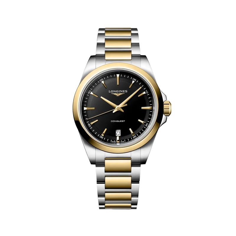 Conquest Quartz Two-Tone 38mm - Black on Bracelet