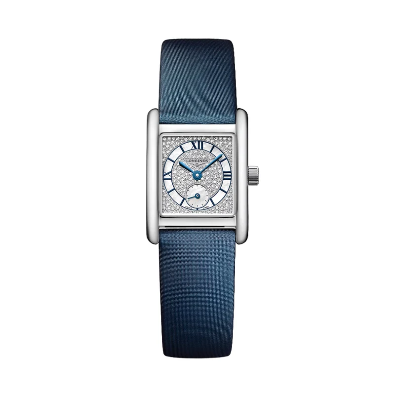 Mini DolceVita Quartz 29mm - Snow-Set, White, Mother-of-Pearl on Leather Strap