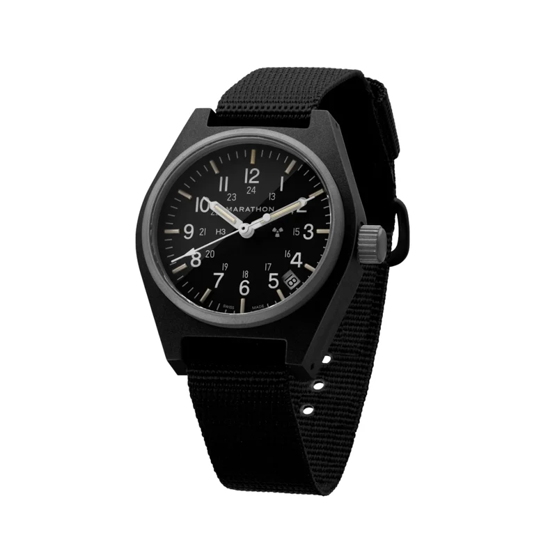 GPQ-D Standard-Issue Tritium Field Quartz Type II 34mm - Black on Fabric Strap