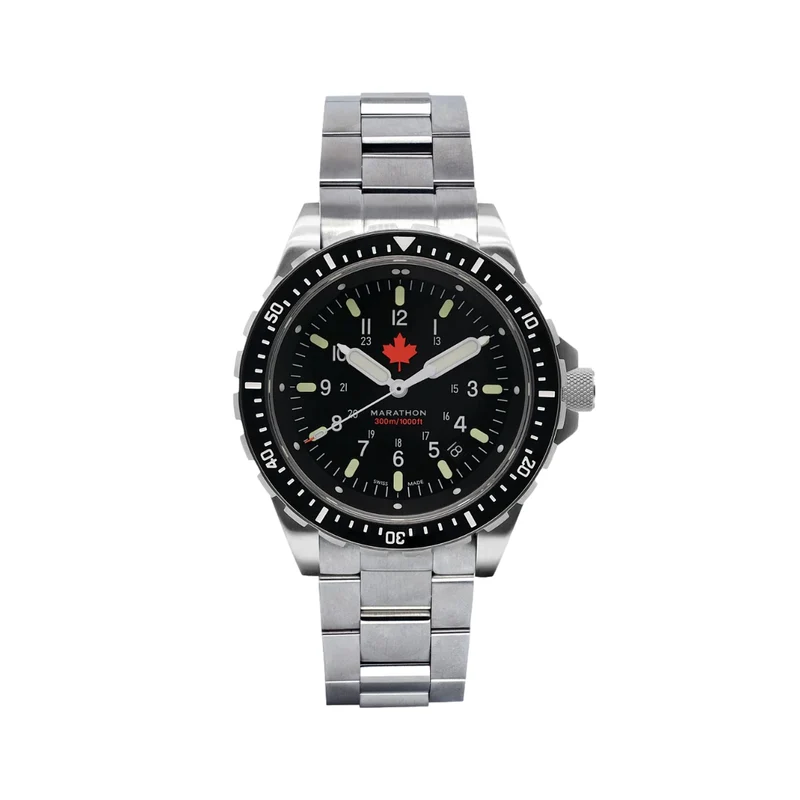 JSAR® Red Maple MaraGlo Diver's Quartz Type II 46mm - Black on Bracelet
