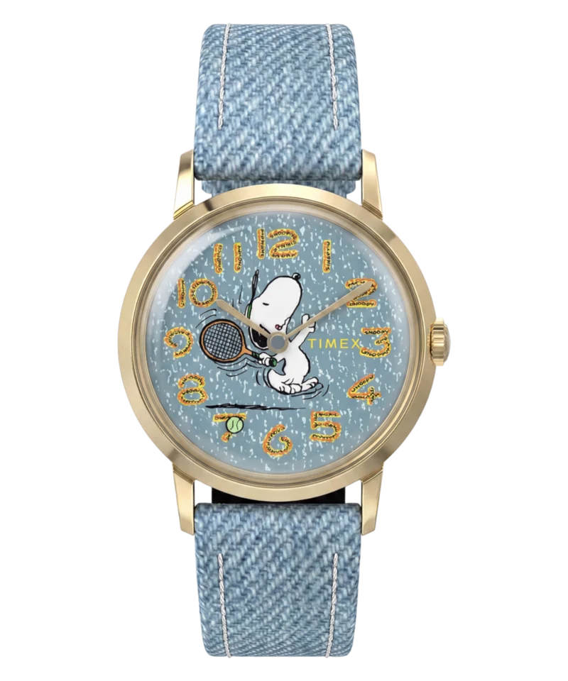 Peanuts® x Timex Marlin® 1965 Reissue Inspired Snoopy Tennis 34mm Fabric Strap Watch