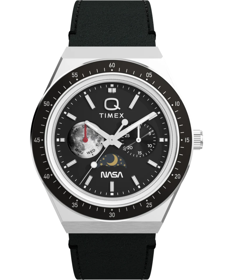 Q Timex NASA 40mm Leather Strap Watch