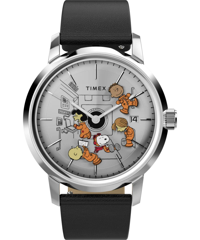 Peanuts® x Timex Marlin® Automatic Space 40mm Leather Strap Watch