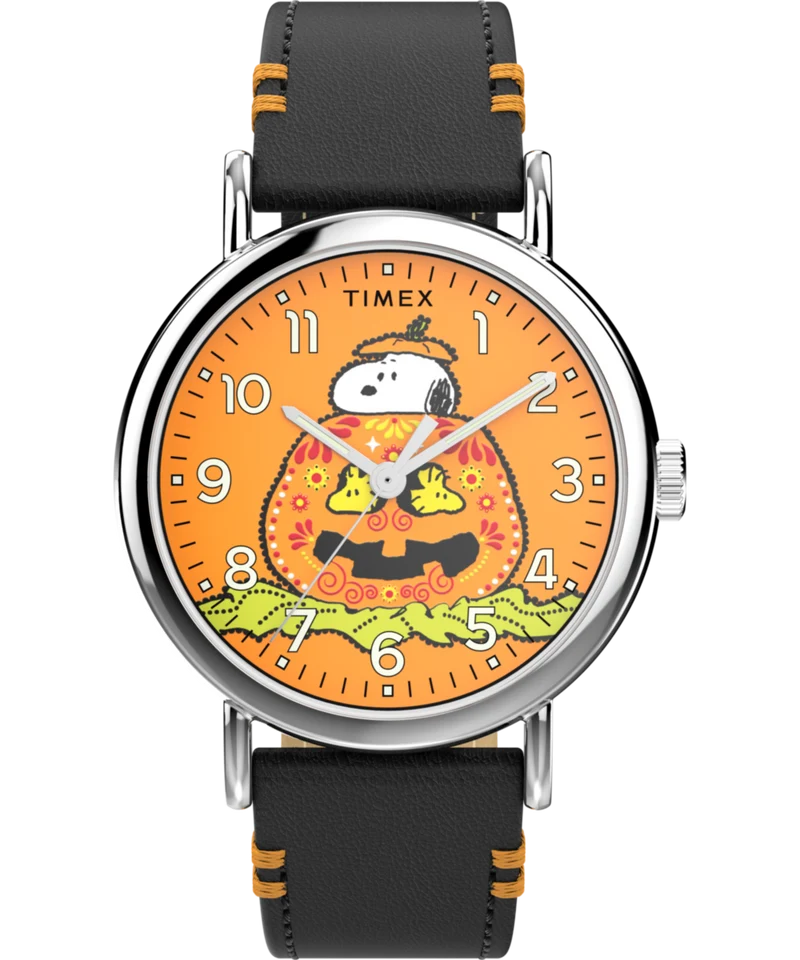 Peanuts® x Timex Weekender Pumpkin Dial 40mm Leather Strap Watch