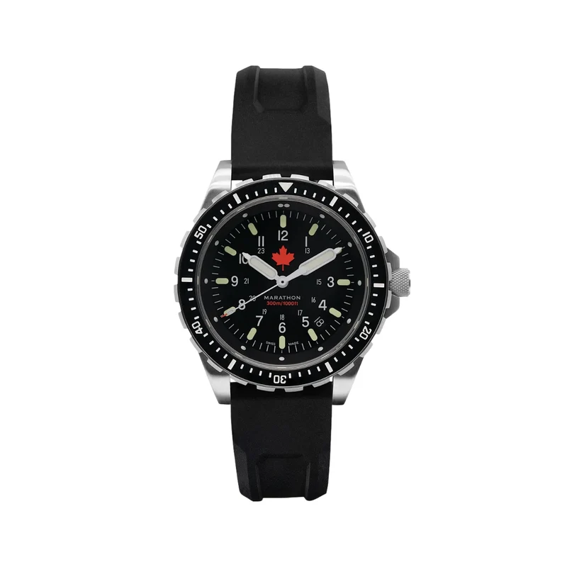 JSAR® Red Maple MaraGlo Diver's Quartz Type II 46mm - Black on Rubber Strap