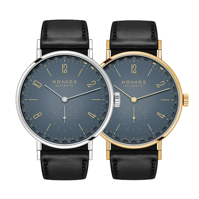 Twice Unique "Drift" Tangente Neomatik Update Steel and Gold 38mm - Grey on Leather Strap