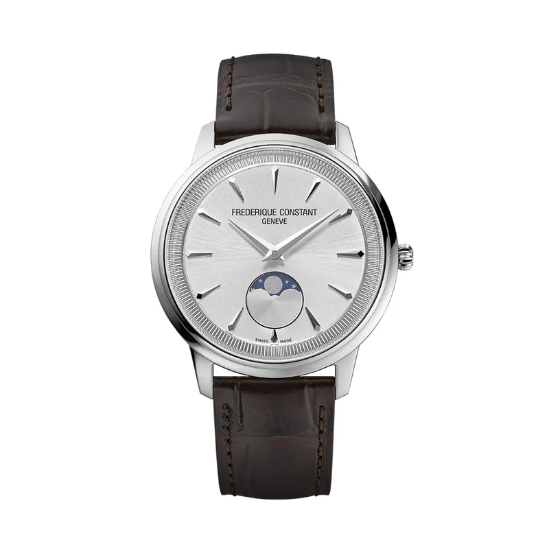 Classics Moneta Moonphase 37mm - Silver on Leather Strap