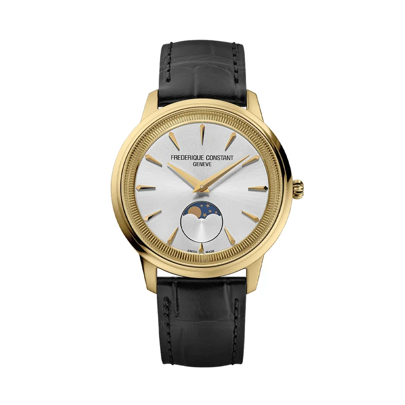 Classics Moneta Moonphase Gold-Tone PVD 37mm - White on Leather Strap