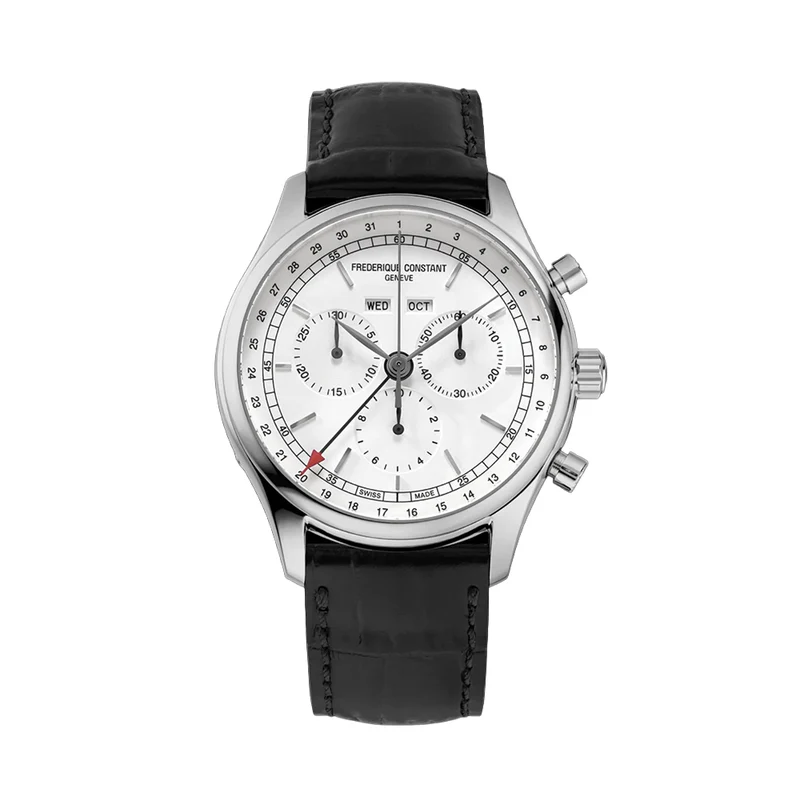 Classics Quartz Chronograph Triple Calendar 40mm - White on Leather Strap
