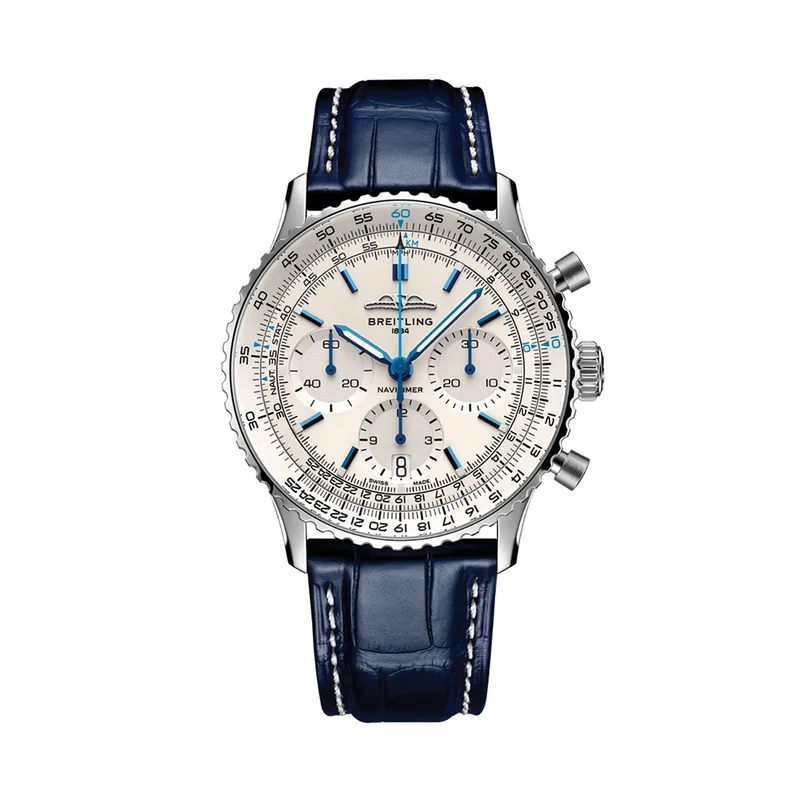 Navitimer B01 Chronograph 41mm - Silver on Leather Strap