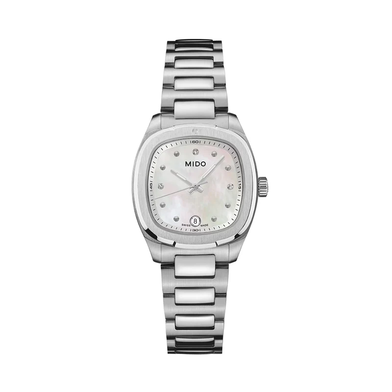 Multifort TV Quartz 28mm - White, Mother-of-Pearl, Diamond-Set on Bracelet