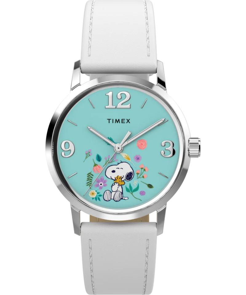 Peanuts® x Timex Marlin® Flower Dial 38mm Leather Strap Watch