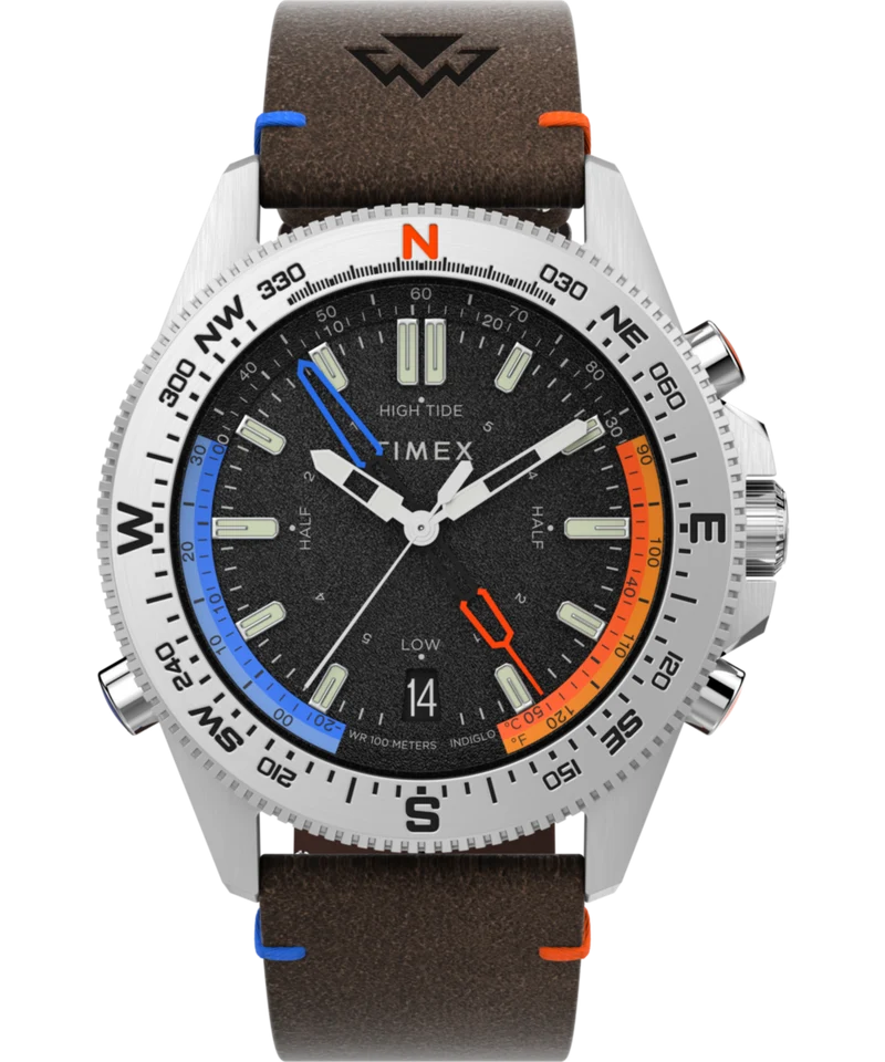 Expedition Tide-Temp-Compass 43mm Eco-Friendly Leather Strap Watch