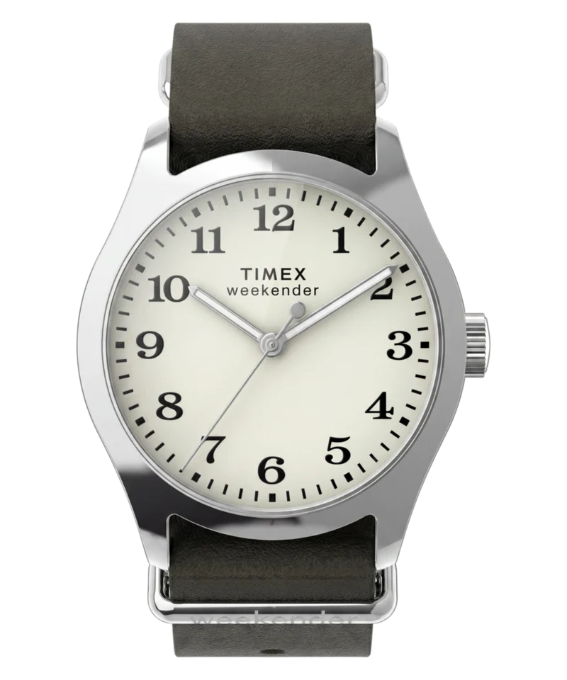 Timex Weekender® New England 34mm Leather Strap Watch