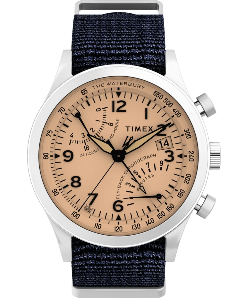 Waterbury Traditional Fly-Back Chronograph 43mm Fabric Strap Watch