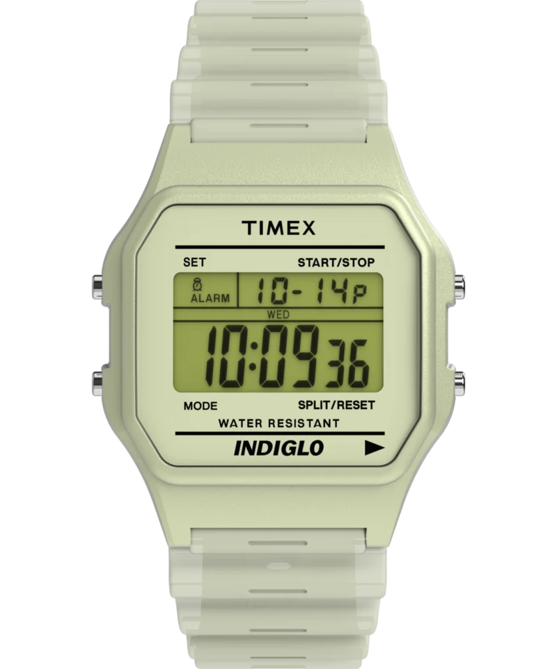 Timex T80 Glow in the Dark 34mm Resin Strap Watch