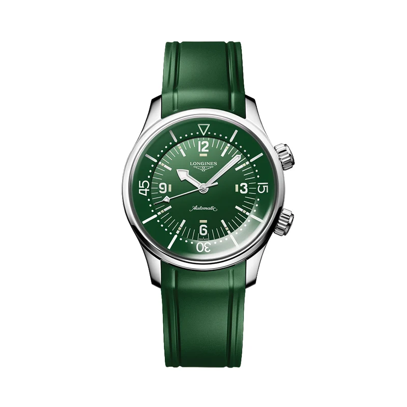 Legend Diver 39mm - Green on Rubber Strap
