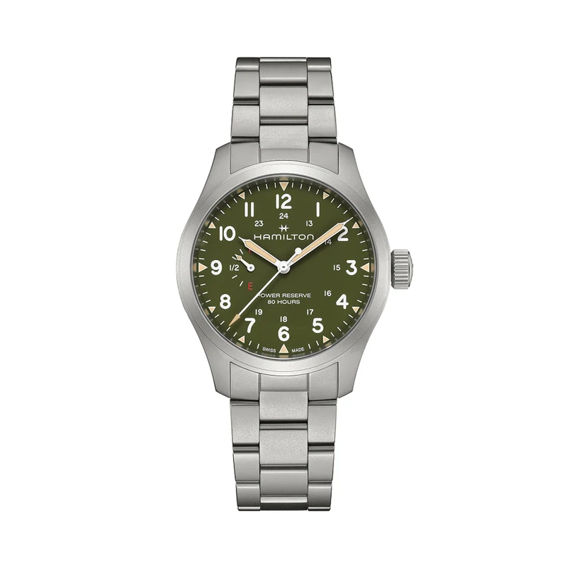Khaki Field Power Reserve Mechanical 40mm Green on Bracelet
