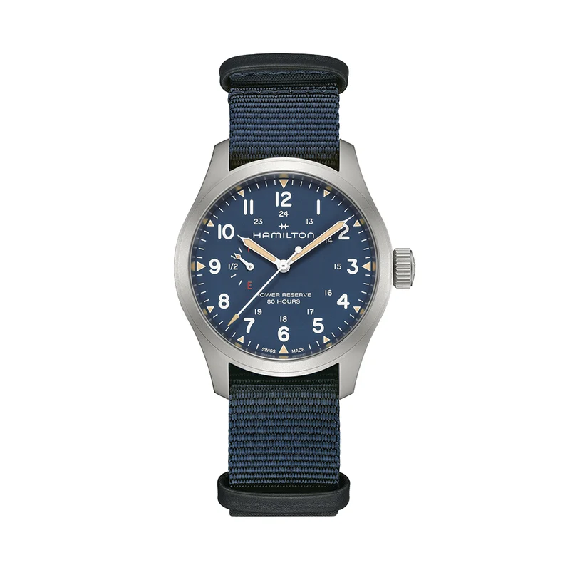 Khaki Field Power Reserve Mechanical 40mm - Blue on Fabric Strap