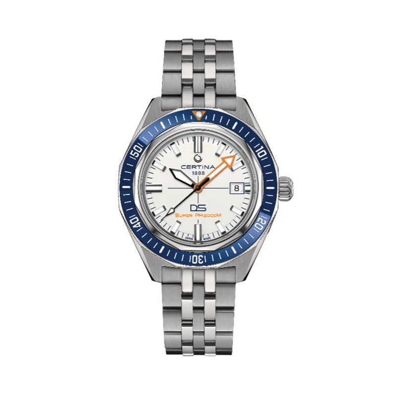 DS Super PH2000M 43mm - White on Bracelet w/ Additional Fabric Strap