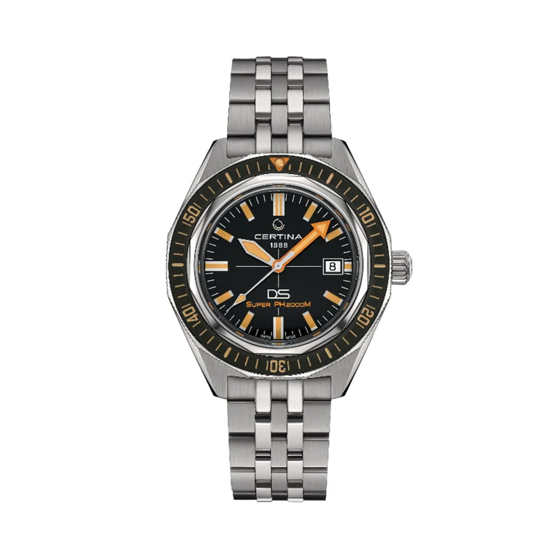 DS Super PH2000M 43mm - Black on Bracelet w/ Additional Rubber Strap