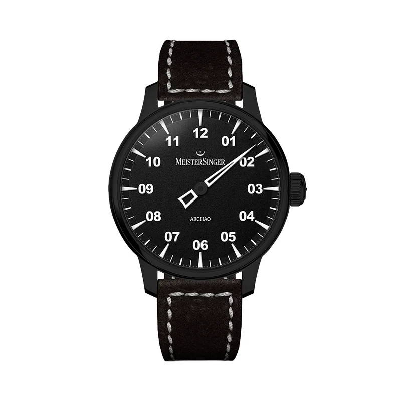 Archao DLC 43mm - Black on Leather Strap