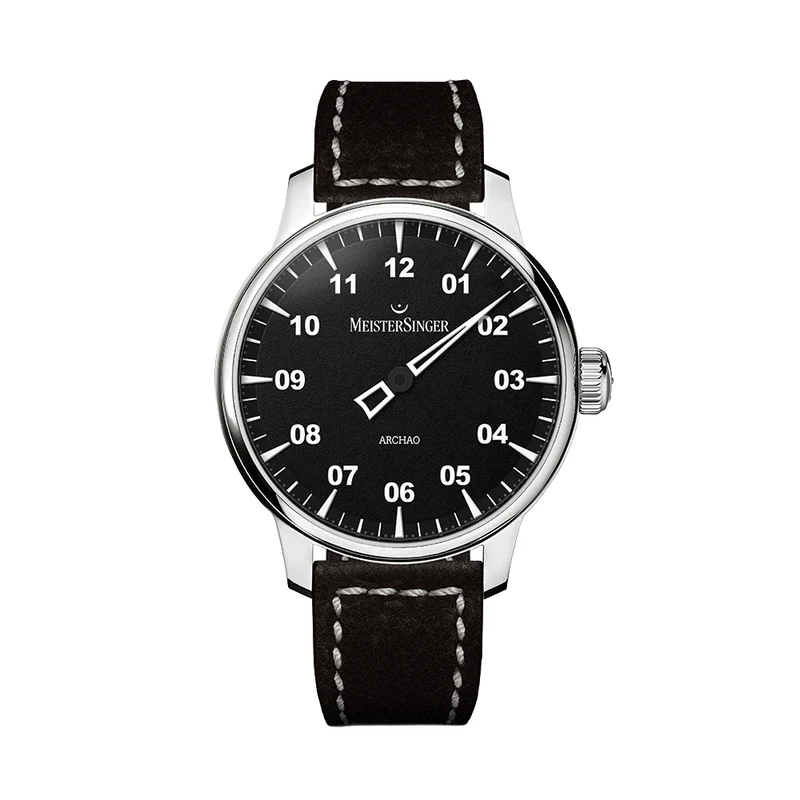 Archao 43mm - Black on Leather Strap