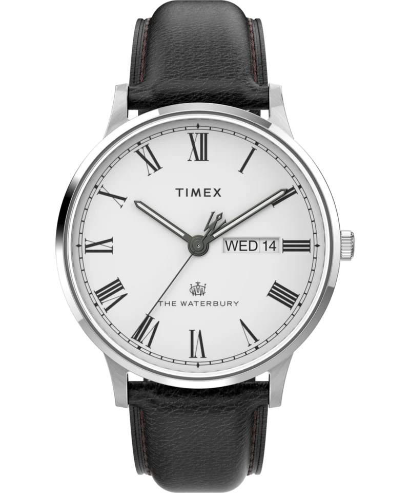 Waterbury Classic Day/Date 40mm Leather Strap Watch