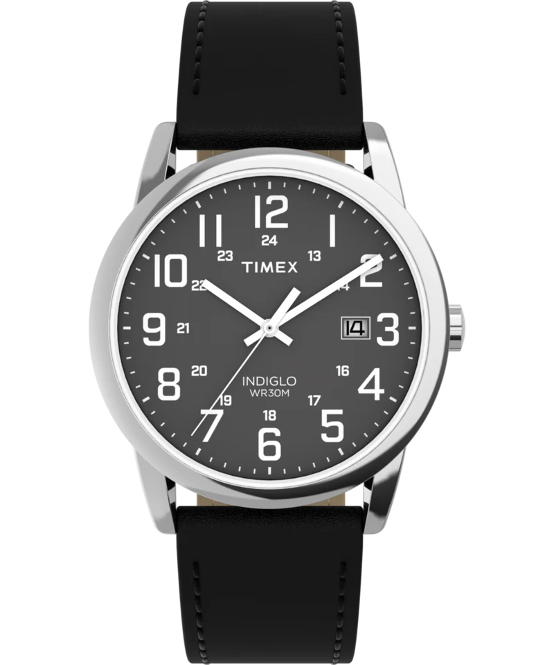 Easy Reader® Classic 38mm Leather Strap Watch