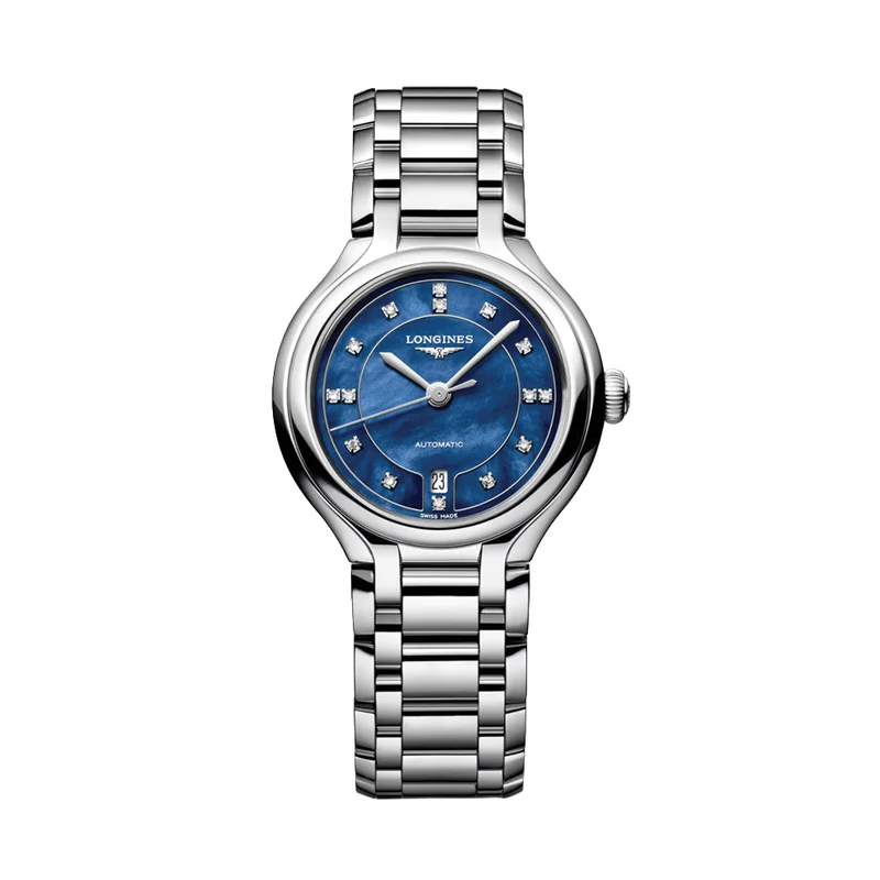Primaluna 30mm - Blue, Mother-of-Pearl, Diamond-Set on Bracelet