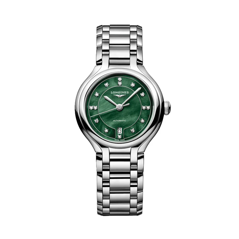 Primaluna 30mm - Green, Mother-of-Pearl, Diamond-Set on Bracelet