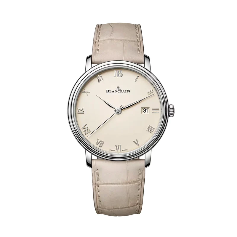 Villeret Ultraplate 38mm - Gold-Toned Opaline on Leather Strap