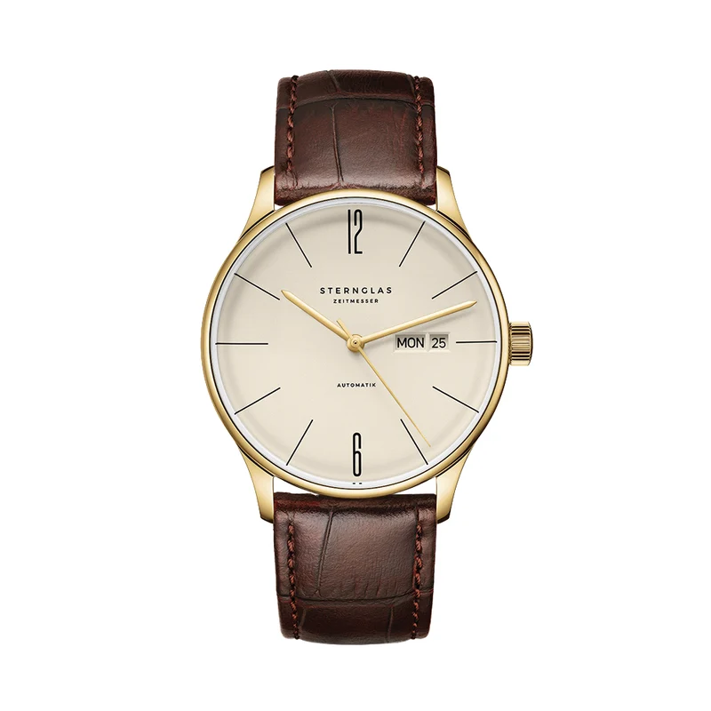 Berlin Automatic PVD Gold 38mm - Sepia on Leather Strap