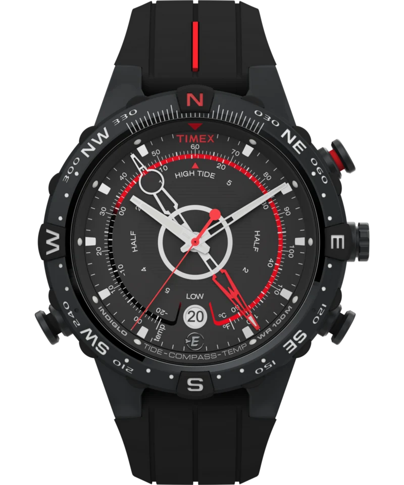 Intelligent Quartz® Tide Temp Compass 45mm Silicone Strap Watch
