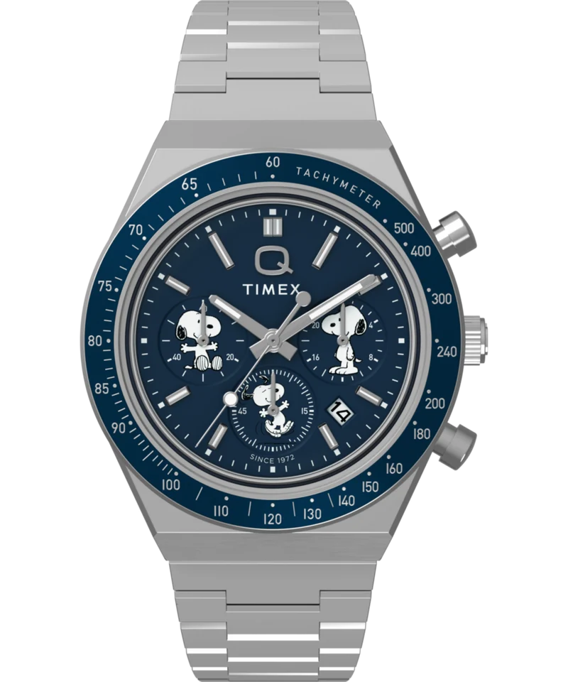 Peanuts® x Q Timex® Chronograph 40mm Stainless Steel Bracelet Watch